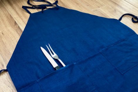 Férfi kötény sima kék